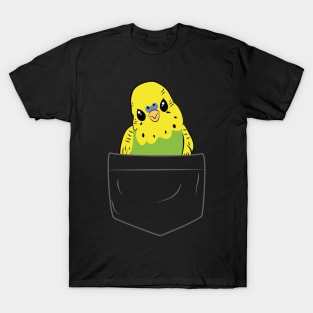 Cute Green Budgie in Pocket for Parakeet Budgerigar Lover T-Shirt